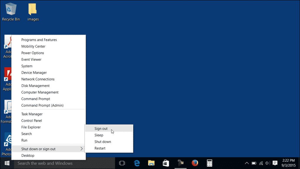 Press the Windows key to open the Start menu.
Select the Power option.