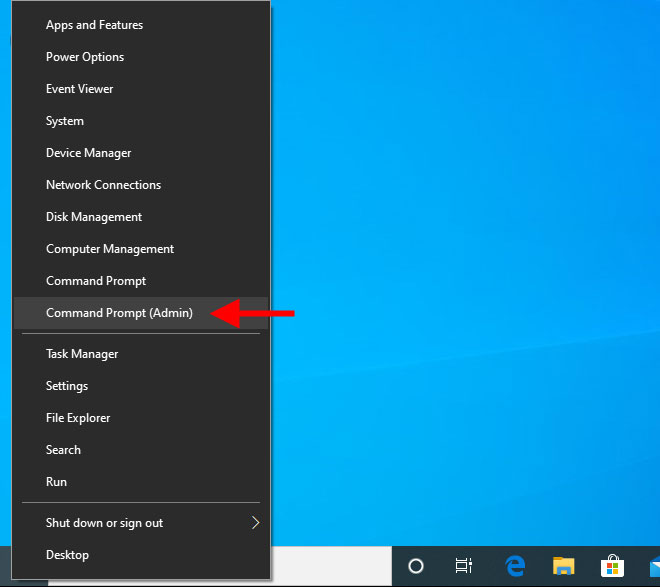 Press the Windows key + X to open the Power User Menu.
Select "Command Prompt (Admin)" to open an elevated Command Prompt.