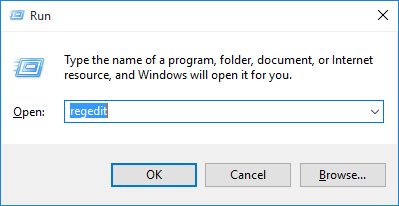 Press Win+R to open the Run dialog box.
Type regedit and press Enter to open the Registry Editor.