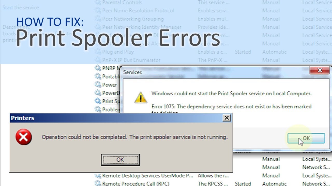 Printer is already in use by another device on the network.
Printer spooler service is not running.