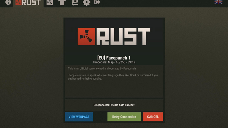 Restart the Rust server and see if the Steam Auth Timeout error persists.
Try connecting to a different Rust server to determine if the issue is specific to one server or a widespread problem.
