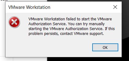 Restart VMware Authorization Service
Reinstall VMware software