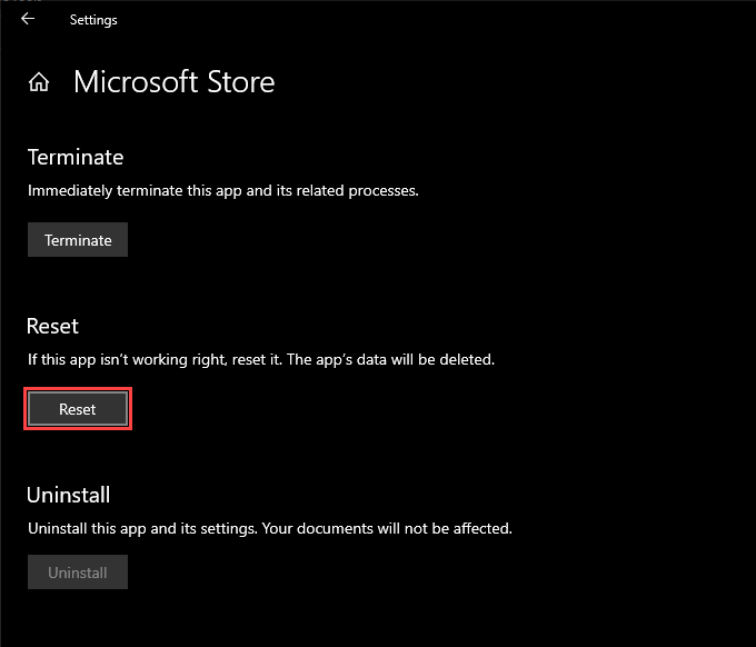 Restart your computer.
Open the Microsoft Store.