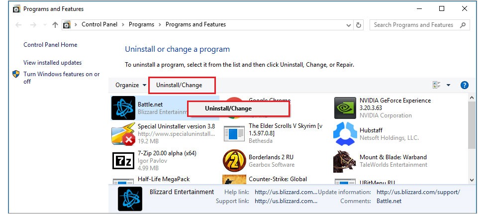 Right-click on the Blizzard application and choose the "Repair" or "Uninstall/Change" option.
Follow the on-screen instructions to repair the application.