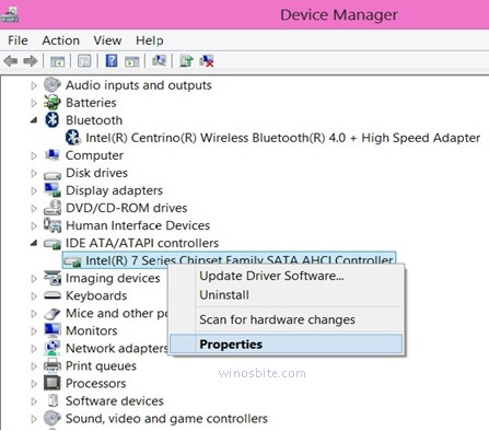 Right-click on the device and select Properties.
In the Properties window, go to the Driver tab.