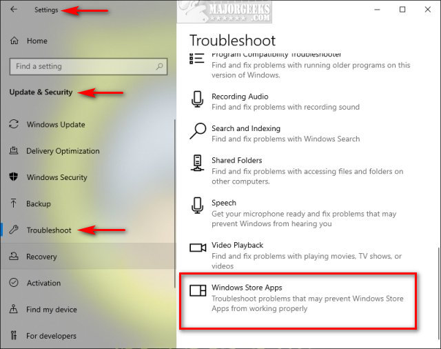 Scroll down and click on Windows Store Apps.
Click on the Run the troubleshooter button to start the troubleshooting process.