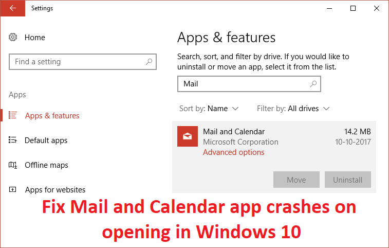 Search for the Mail and Calendar app and reinstall it.
Check if the issue is resolved.