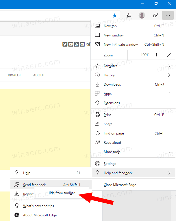 Select Help and feedback from the drop-down menu
Click on About Microsoft Edge