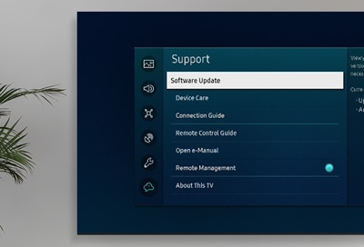 Select Software Update or Update Now
Follow the on-screen instructions to update the TV's firmware