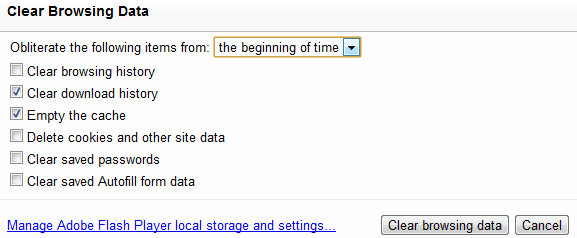 Select the appropriate time range (e.g., "All time" or "Since the beginning of time").
Check the boxes next to "Cache" and "Cookies and other site data".
