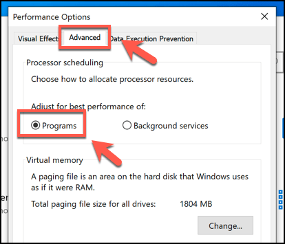 Select the Better performance option.
Click OK to save the changes.