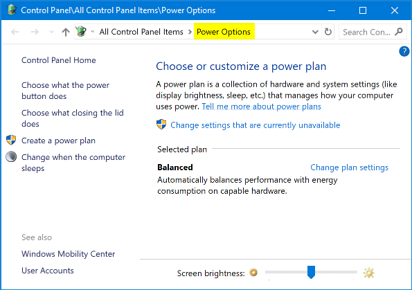 Step 1: Open the Power Options by pressing Win+X and selecting Power Options from the menu.
Step 2: Select the currently active power plan and click on Change plan settings.