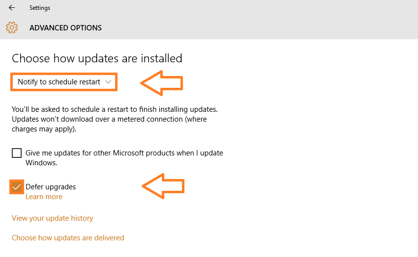 Under the "Choose how updates are installed" section, select "Notify to schedule restart".
Restart your computer to apply the changes.