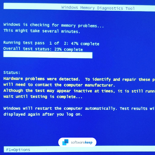 Your computer will restart and the Windows Memory Diagnostic tool will run a memory test.
If any memory issues are detected, you may need to replace or repair the faulty RAM.