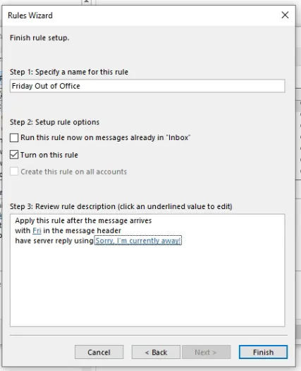 out of office auto reply outlook for mac