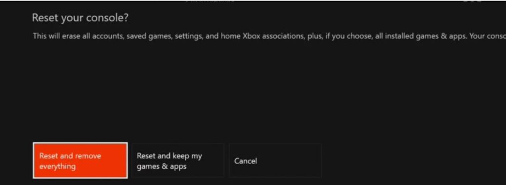 Resetting your Xbox One console