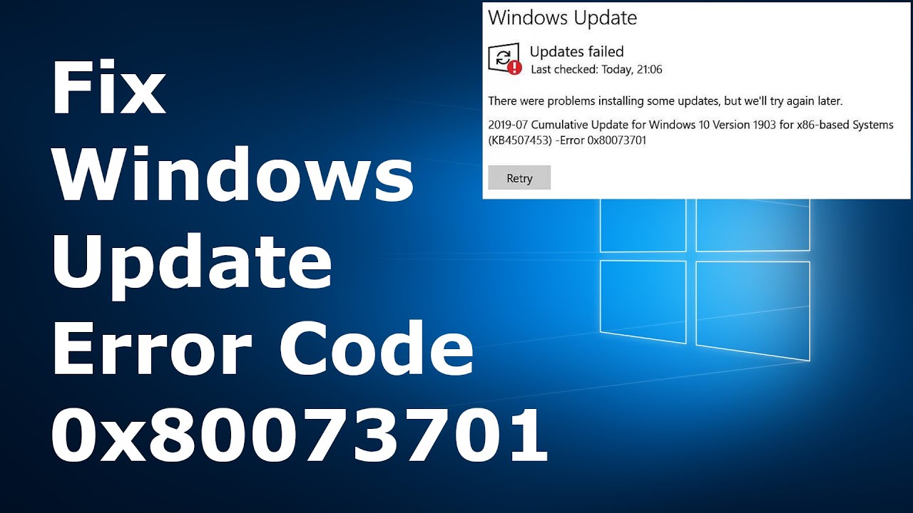 How to fix the error 0x80073701 "Failed to install Windows updates"?