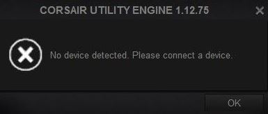 How to fix the error: No device detected in the Corsair utility engine