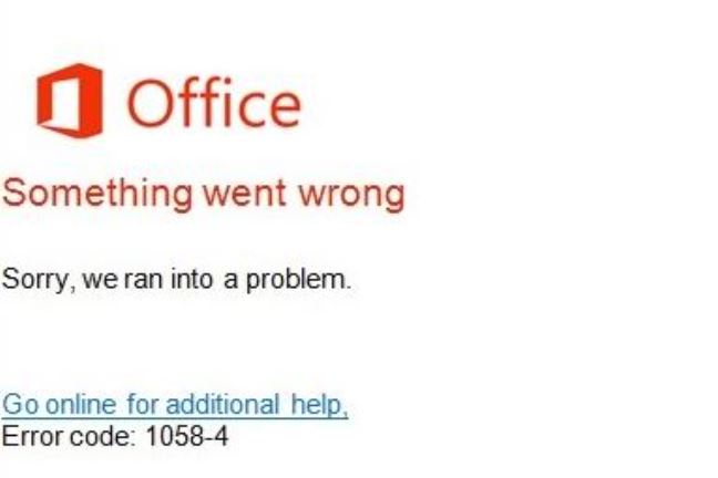 What's the reason for error 1058-4 in Microsoft Office