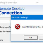 Fixing an internal error when connecting to a remote desktop