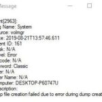 Fixed "Dump file creation failed due to dump creation error" error