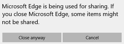 Fixed the "Microsoft Edge is being used for sharing" bug