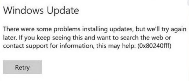 Recovering Windows Update Error 0x80240fff