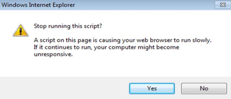 What causes the "Long-Running Script" error in Internet Explorer 11?