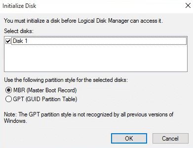 What causes the "Uninitialized Unknown Disk" problem in Windows 10