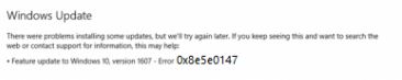 How to fix it: Windows Update error 0x8e5e0147