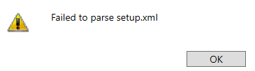 How to fix the `Failed to Parse Setup.xml' installation error
