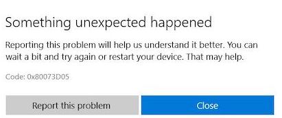 How to fix the Microsoft Store error 0x80073D05