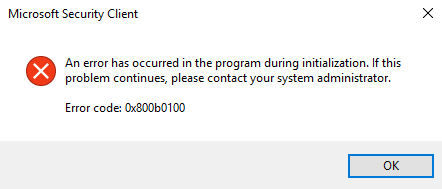 How to fix the Windows Defender error 0x800b0100