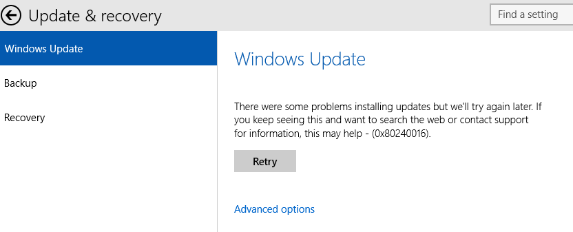 Fixed Windows Defender update bug 0x80240016