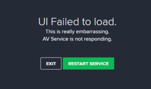 How do I fix the "Avast UI Failed to Load" message in Windows 10