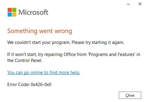 Fixing Microsoft error code 0x426-0x0