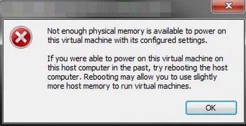 there is not enough physical memory to run vmware on mac