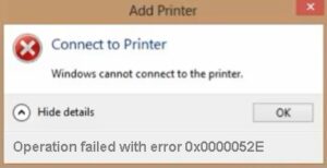 0x0000052e ошибка при добавлении принтера